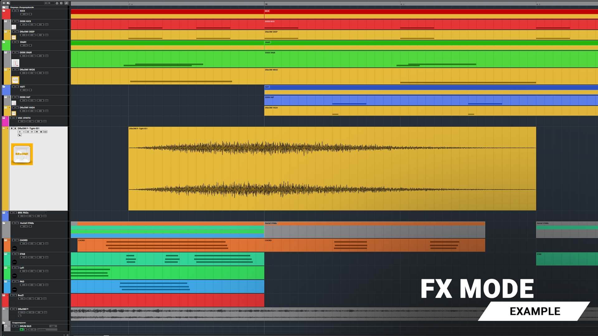 Natürlich kannst du alle Dateien in DRoOM! auch als Sound-FX verwenden, indem du sie einfach per Drag & Drop in deine Audiospur oder deinen Lieblingssampler ziehst. Du kannst sie als Build-up-Layer, Riseups, Drops oder als Sound-FX zwischen deinen Drumschlägen ausprobieren oder sie an Stellen in deinen Tracks einsetzen, die dir gefallen. Sei nicht schüchtern, tob dich aus - denn wie du wahrscheinlich schon weißt: Die coolsten Ergebnisse kommen oft unerwartet und zufällig...